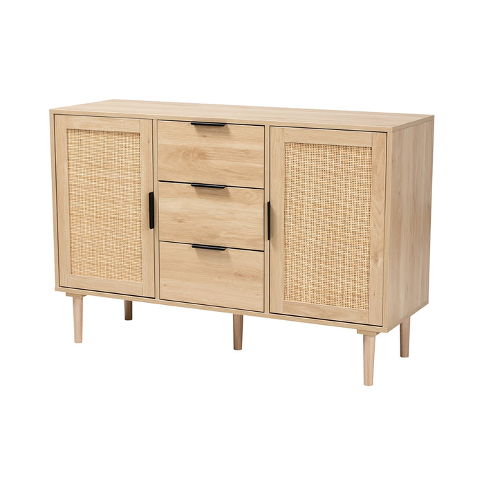 HARRISON  MODERN NATURAL BROWN RATTAN 3-DRAWER SIDEBOARD