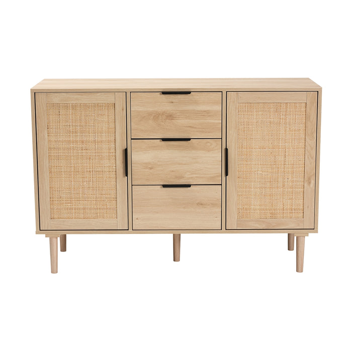 HARRISON  MODERN NATURAL BROWN RATTAN 3-DRAWER SIDEBOARD