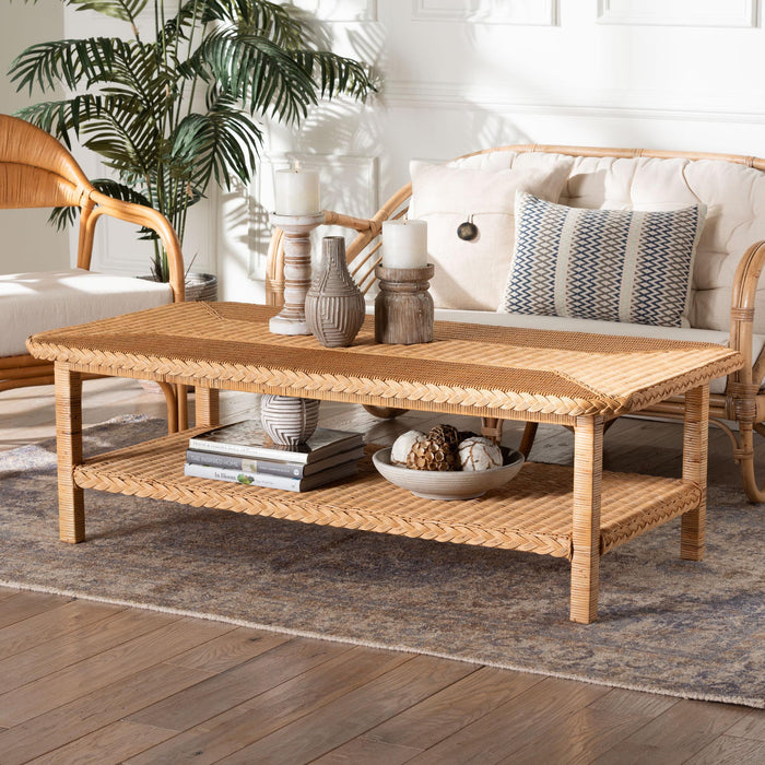 Minahasa Bohemian Braided Rattan Coffee Table