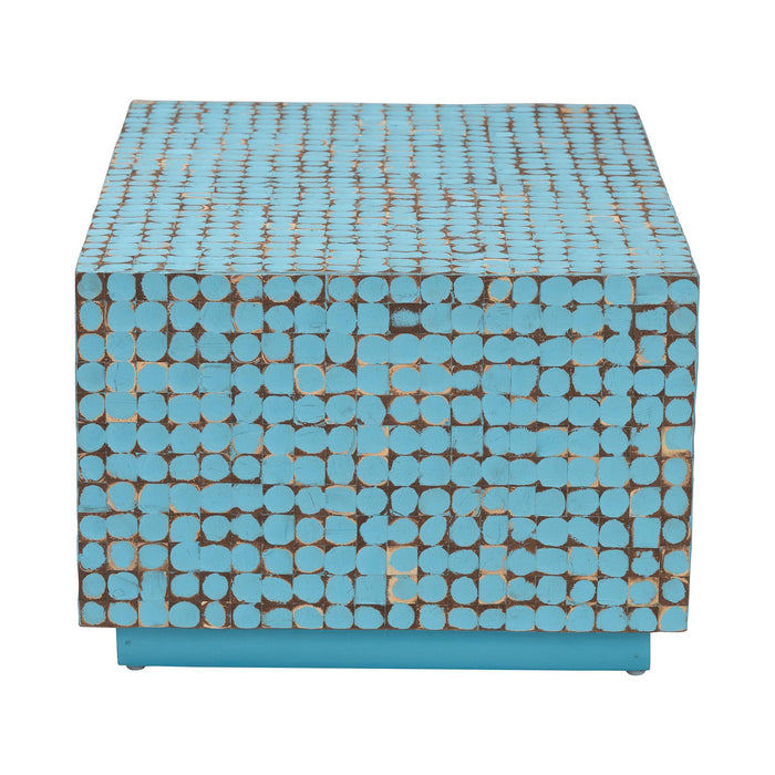 Nitza Bohemian Blue Coconut Shell and Acacia Wood Coffee Table