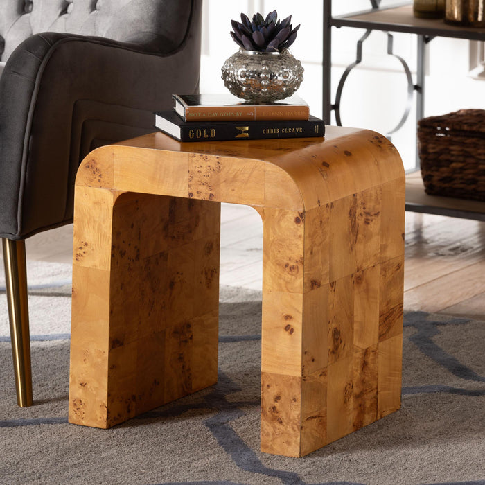 Revelle Mappa Real Burl Wood End Table