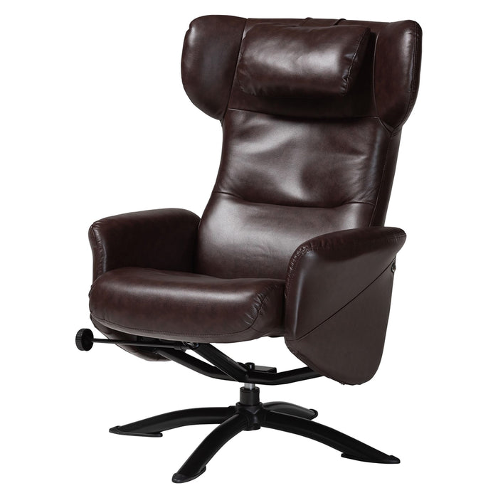 Elwood Modern Brown Faux Leather 2-Piece Lounge Chair and Footrest Set