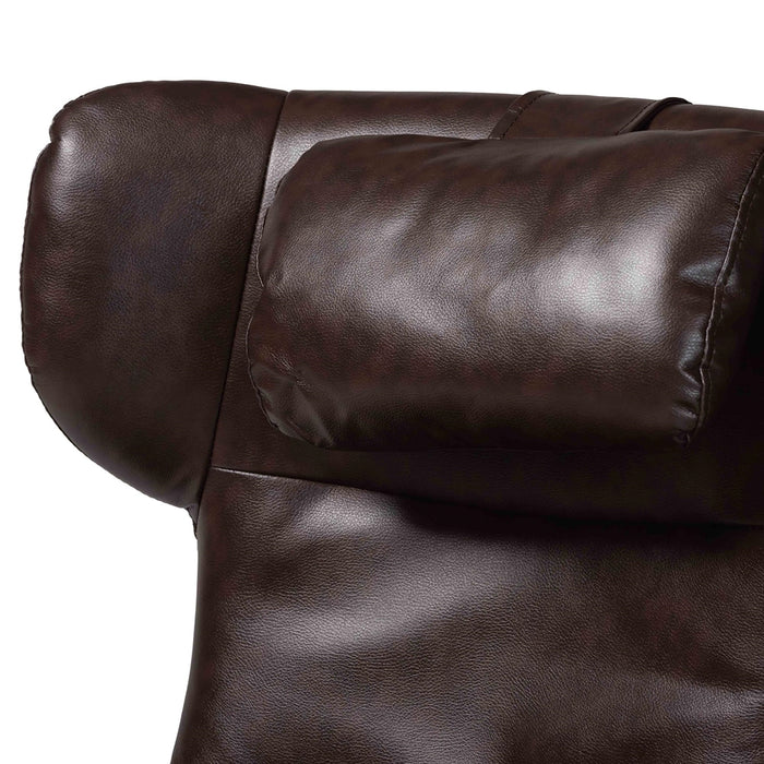 Elwood Modern Brown Faux Leather 2-Piece Lounge Chair and Footrest Set