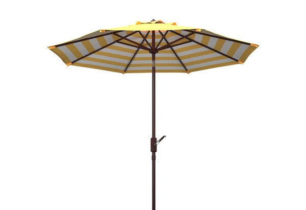 Athens Inside Out Striped 9ft Crank Outdoor Auto Tilt Umbrella/Yellow