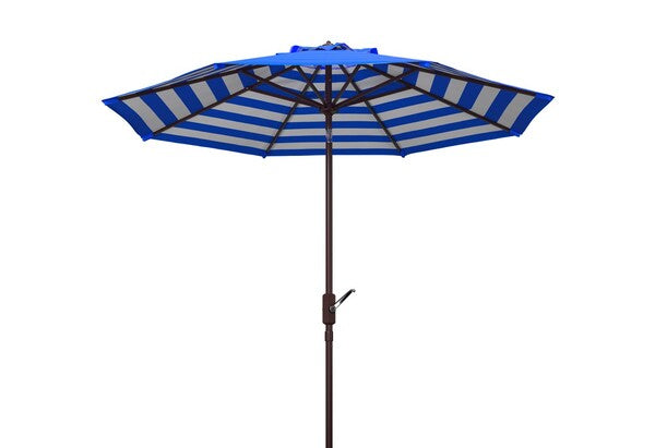 Athens Inside Out Striped 9ft Crank Outdoor Auto Tilt Umbrella/Pacific Blue