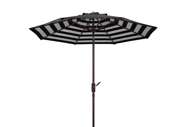 Athens Inside Out Striped 9ft Crank Outdoor Auto Tilt Umbrella/Black