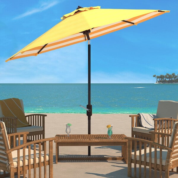 Athens Inside Out Striped 9ft Crank Outdoor Auto Tilt Umbrella/Yellow