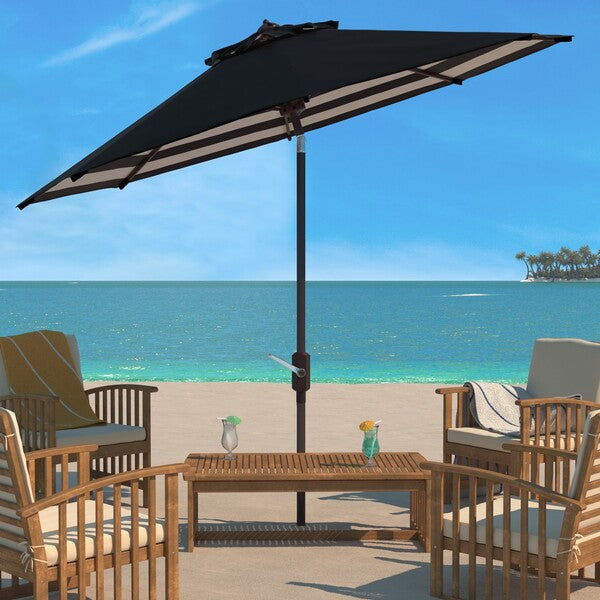 Athens Inside Out Striped 9ft Crank Outdoor Auto Tilt Umbrella/Black