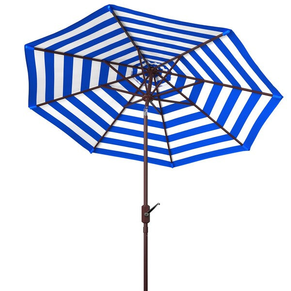 Athens Inside Out Striped 9ft Crank Outdoor Auto Tilt Umbrella/Pacific Blue