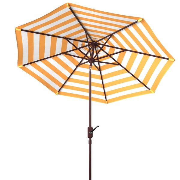 Athens Inside Out Striped 9ft Crank Outdoor Auto Tilt Umbrella/Yellow