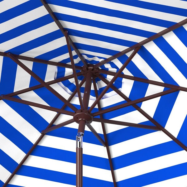 Athens Inside Out Striped 9ft Crank Outdoor Auto Tilt Umbrella/Pacific Blue