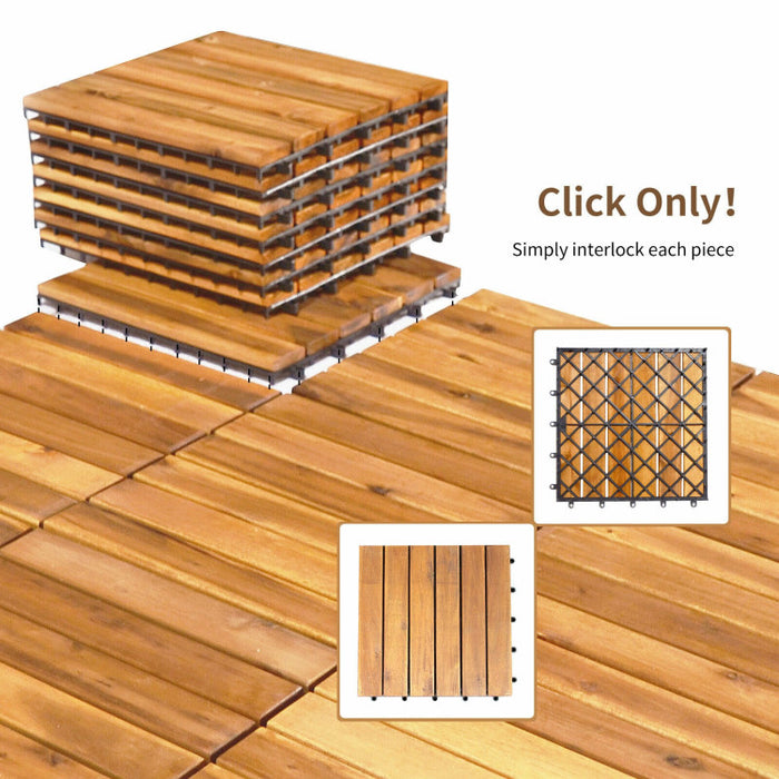 27 Pieces Acacia Wood Patio Deck Tile