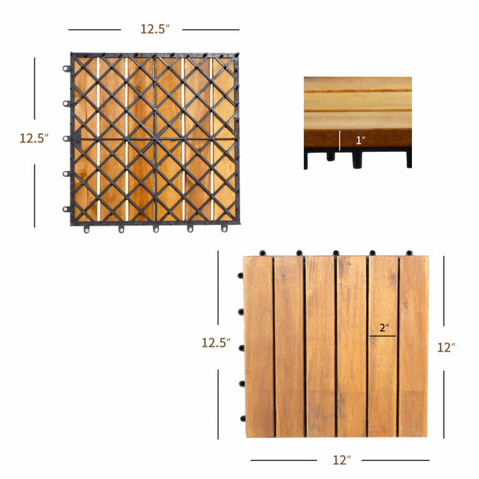 27 Pieces Acacia Wood Patio Deck Tile