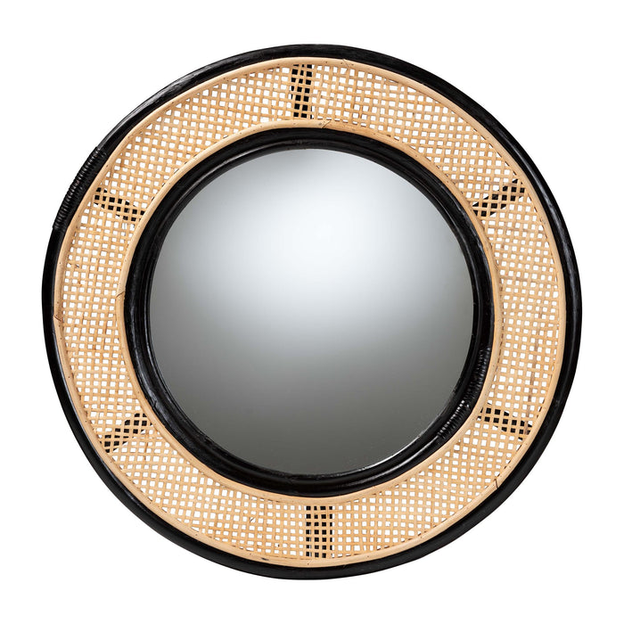 TACITA  BOHEMIAN RATTAN ROUND WALL MIRROR