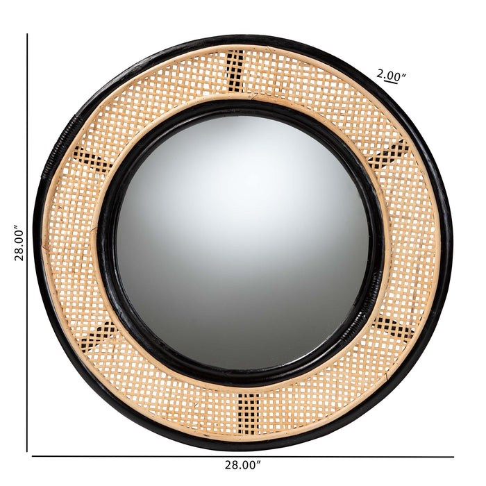 TACITA  BOHEMIAN RATTAN ROUND WALL MIRROR