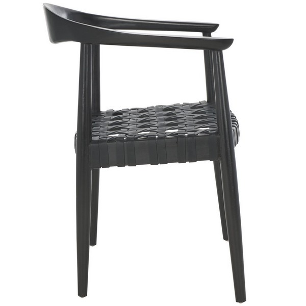 Walda Leather Woven Accent Chair/Black