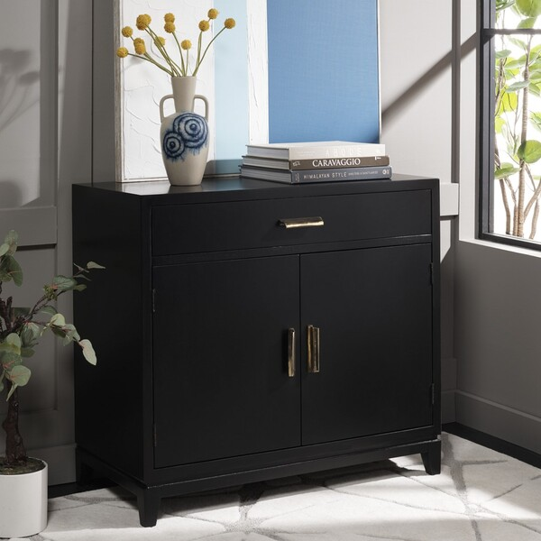 Nigel 2 Door 1 Drawer Chest/Black Brass