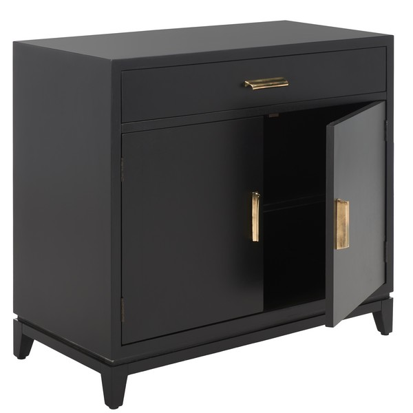 Nigel 2 Door 1 Drawer Chest/Black Brass