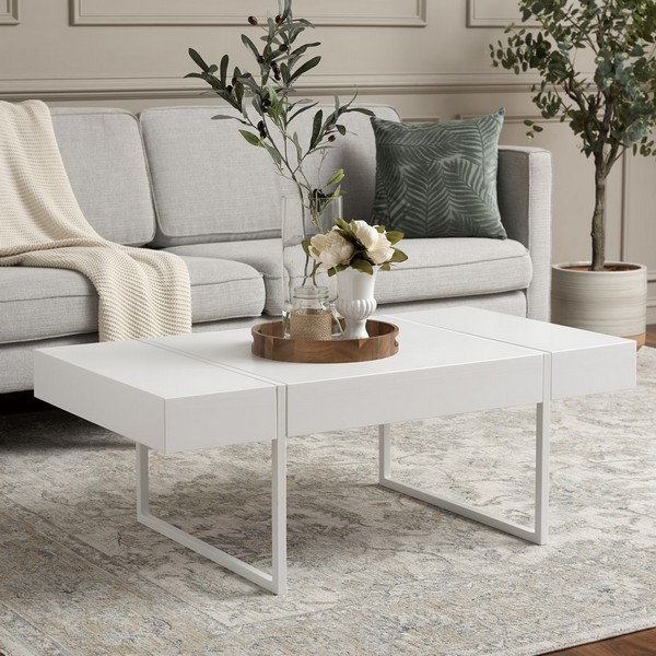 Tristan Rectangular Modern Coffee Table/White