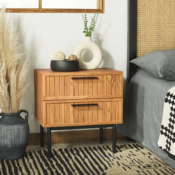 Axelle 2 Drawer Nightstand/Oak/Black