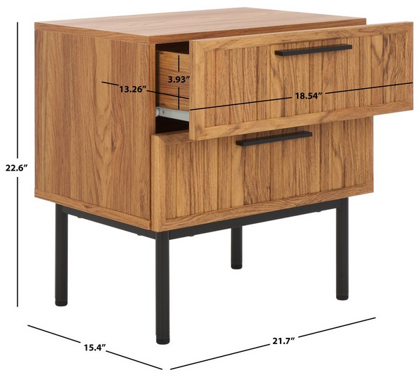 Axelle 2 Drawer Nightstand/Oak/Black