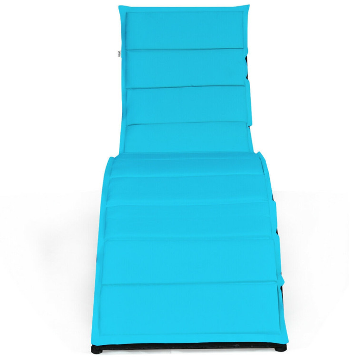 Folding Patio Rattan Portable Lounge Chair Chaise with Cushion/Turquoise