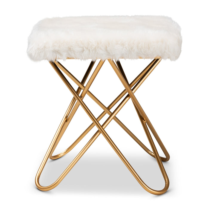 Valle White Faux Fur Ottoman - Cool Stuff & Accessories