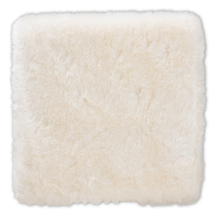 Valle White Faux Fur Ottoman - Cool Stuff & Accessories