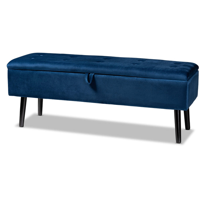 Caine Modern Wood Storage Bench/ Navy Blue