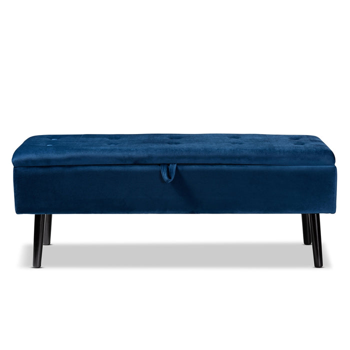 Caine Modern Wood Storage Bench/ Navy Blue