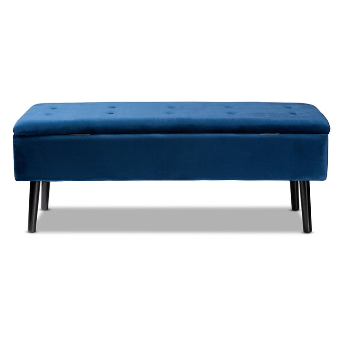 Caine Modern Wood Storage Bench/ Navy Blue