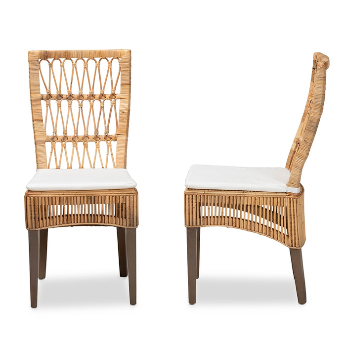 Sullivan Bohemian Rattan 2 Piece Dining Chair Set