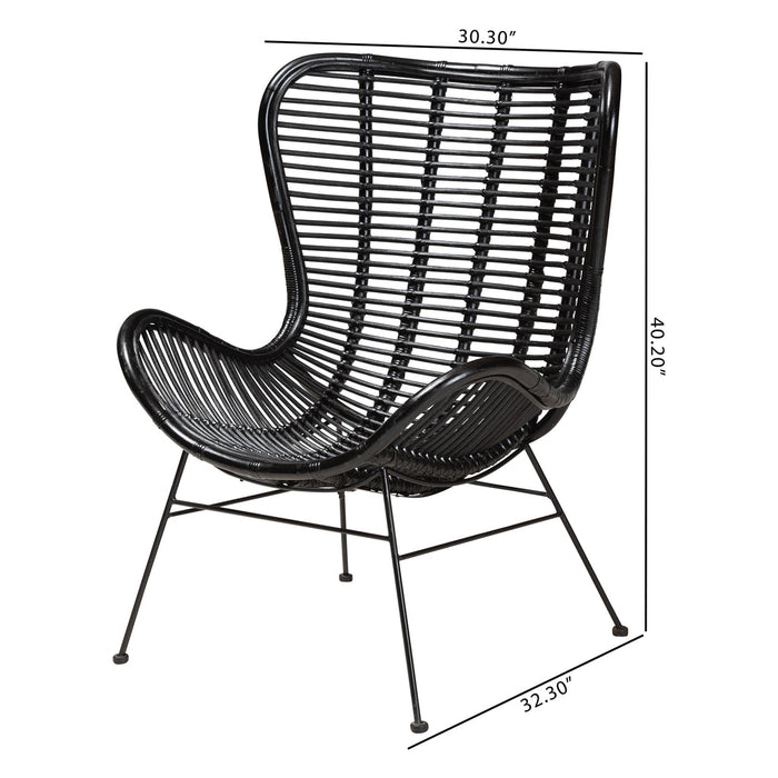 COLORADO MODERN RATTAN ACCENT CHAIR/BLACK