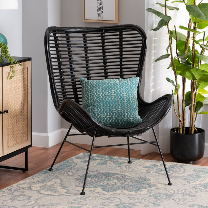 COLORADO MODERN RATTAN ACCENT CHAIR/BLACK