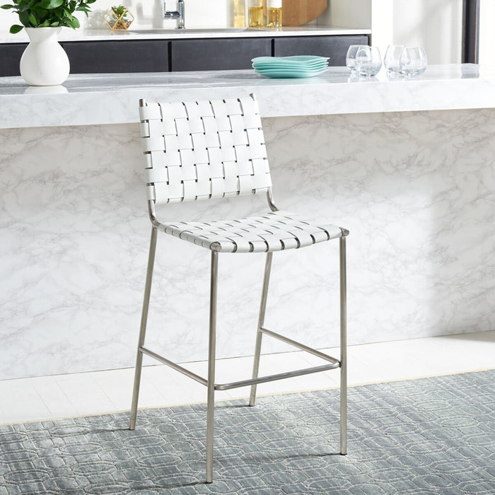 Bahari Woven Counter Stool/White Silver