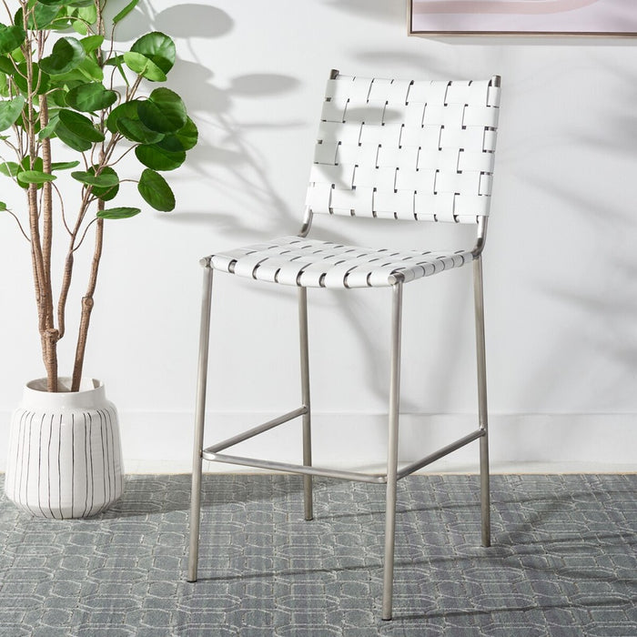 Bahari Woven Counter Stool/White Silver