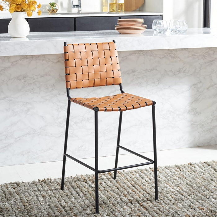 Bahari Woven Counter Stool/Cognac Black