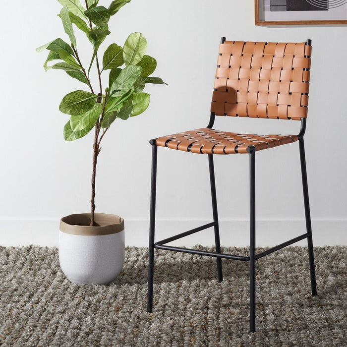 Bahari Woven Counter Stool/Cognac Black