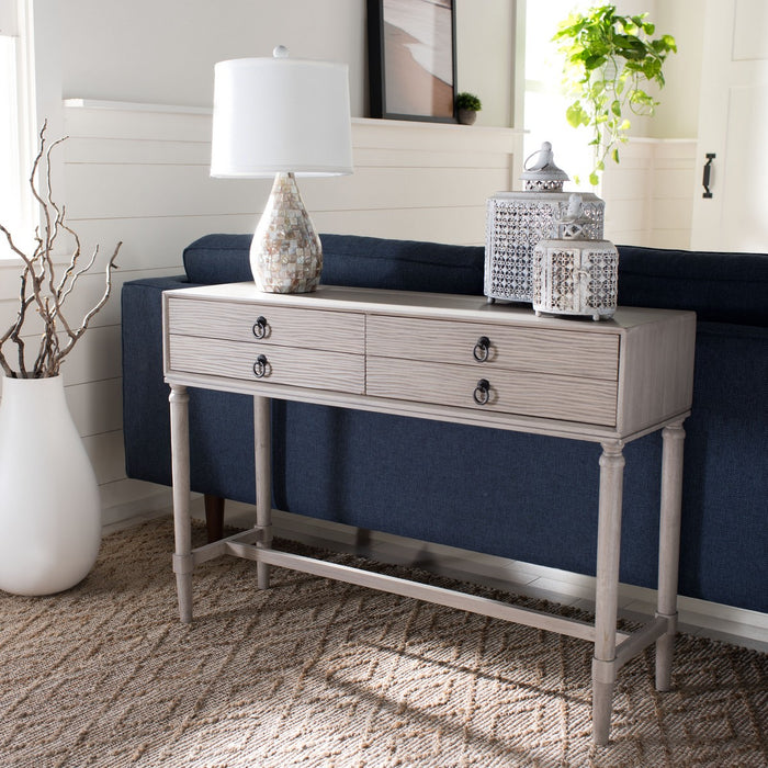 Aliyah 4 Drawer Greige Console Table - Cool Stuff & Accessories