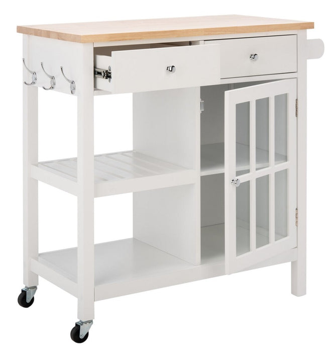 Locklyn 1 Door 2 Drawer 2 Shelf Kitchen Cart/White